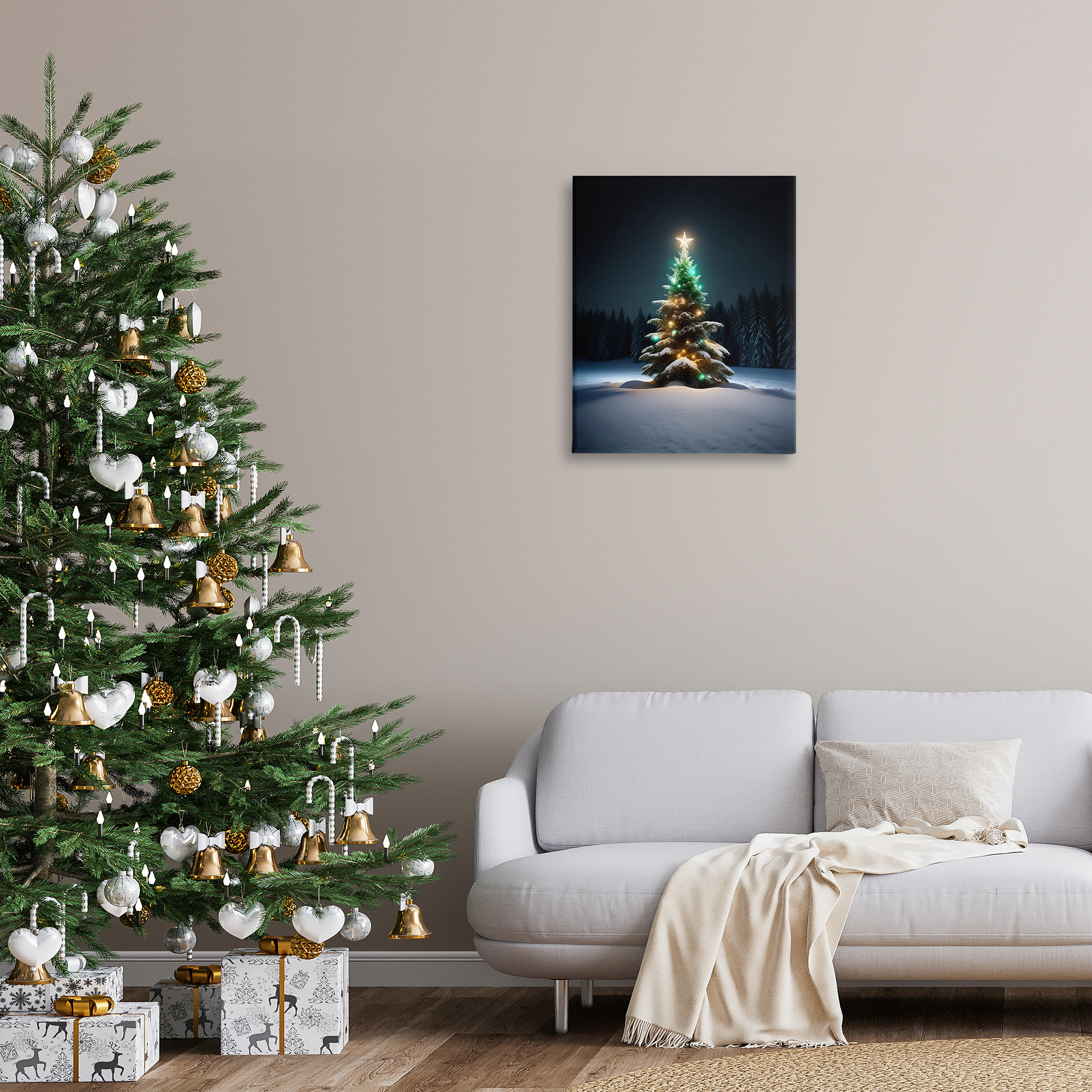 Stupell Industries Clear Night Snowy Tree Holiday Photography Gallery Wrapped Canvas Art Prints Wall Art, 24 x 30