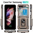 thumbnail image 4 of SaniMore Tri-layer Case for Samsung Galaxy Z Flip 5 6.7" 2023, 360° Rotating Holder/Kickstand Rugged PC Back + TPU Bumper Magnetic Car Mount Anti-fingerprint Heavy Duty Protective Case, Gold, 4 of 8