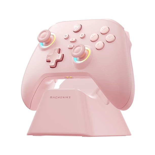 Controlador de juego inalámbrico Bluetooth Machenike G3V2 rosa con iluminación RGB