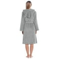thumbnail image 3 of Plush Hooded Robes for Women Flannel Bathrobe, Mid-Length Fuzzy Wrap Robes Fleece Shawl Winter Warm Hooded Bathrobe Nightgown, Gray L, 3 of 9