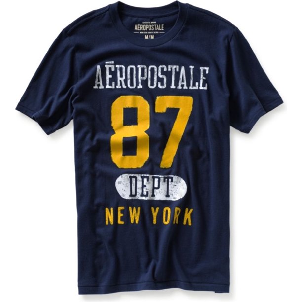 Camiseta gráfica Aeropostale 87 para hombre, azul, XS