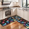thumbnail image 3 of Kitchen Rugs Sets Of 2,Black Blue Yellow Butterfly Pattern Anti Fatigue Kitchen Mat Rugs Non Slip Washable,Decorative Kitchen Floor Mats for Kitchen,Sink,Laundry,17"x47"+17"x47", 3 of 5