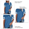 thumbnail image 2 of Camisetas de manga corta para mujer, blusa informal de verano con contraste de Color suelto, blusa de manga corta con cuello redondo para mujer, Tops azul M, 2 of 3