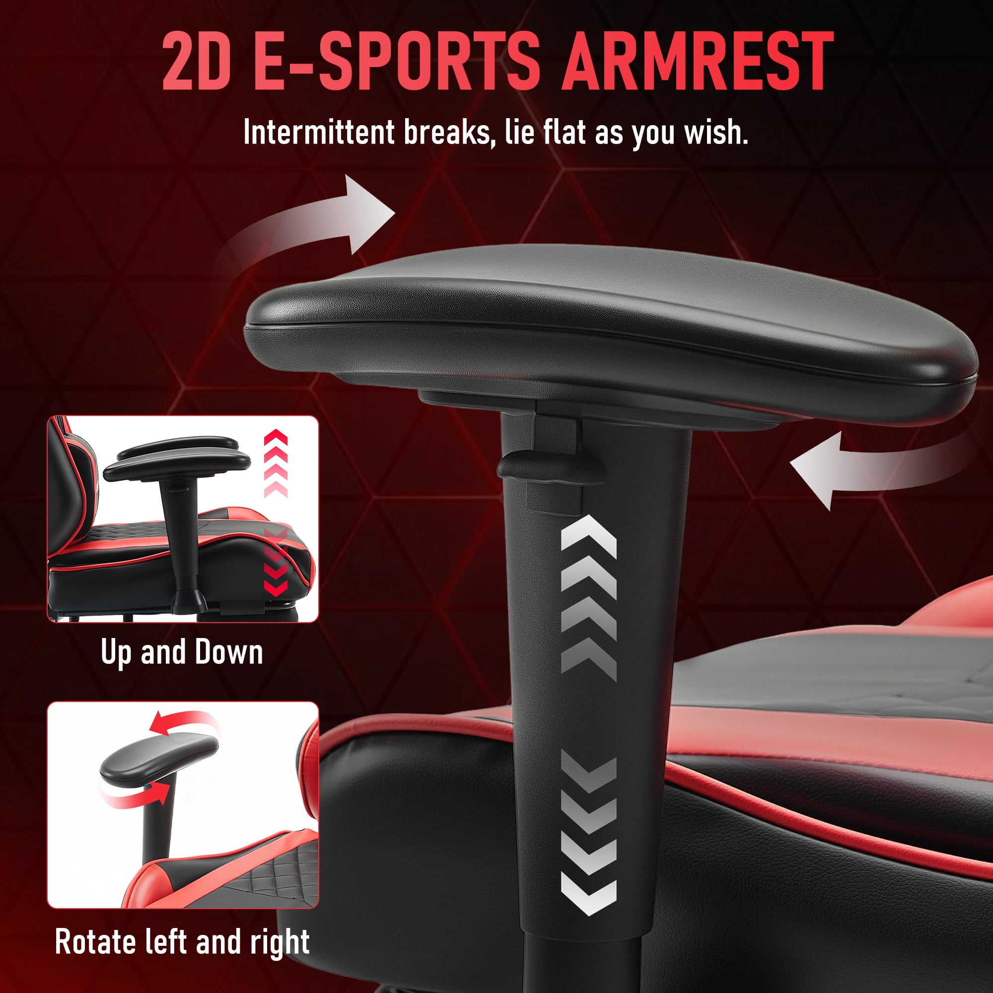 JONPONY Big and Tall 500LBS Gaming Chair, Ergonomic Design with 2D Armrests,PU Leather with Footrest and Lumbar Support, High Back Office Chair Support 8 Hours Long Sitting, Computer Chair,Red