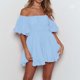 thumbnail image 4 of Vestido de verano de manga corta con hombros descubiertos y un solo hombro para mujer Pompotops ghjkhdj15896, 4 of 9