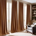 thumbnail image 2 of NICETOWN Gold Brown Blackout Velvet Curtains 108" Length, Energy Saving Heat Blocking Drapes for High Ceiling Living Room, Elegant Thick Velvet Window Panels for Privacy Protection, Set of 2, 2 of 7