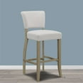 thumbnail image 2 of Set of 2 Aleck Beige Fabric Bar Stool with Antique Finish Wood Legs, 2 of 6