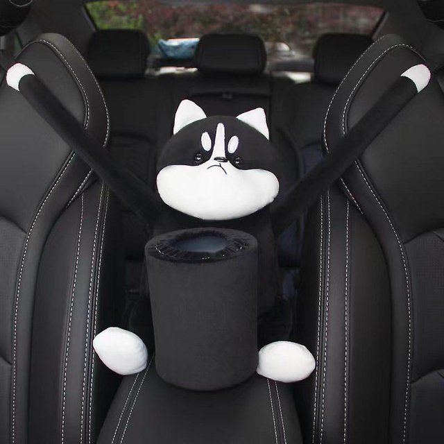 Tissue Box Car Trash Can Creative Cute Erha Dog Hanging Car Storage Bucket Storage Garbage Bag Car Supplies In The Car, Car Drawer Box Can Be Hung Car