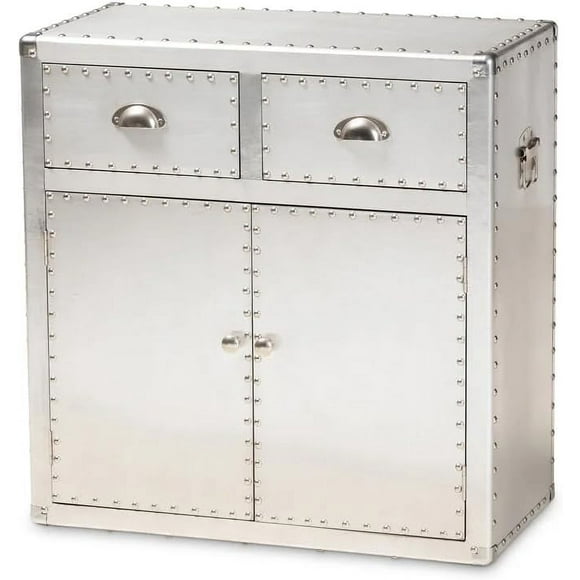 NauticalMart Aluminum Accent Cabinet Storage Chest for Home & Office Décor Mid Century Aviation Furniture