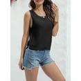 thumbnail image 3 of WomenRound Neck Crochet Hollow Out Sleeveless Casual Crop Knit Sweater Tank Tops, 3 of 5