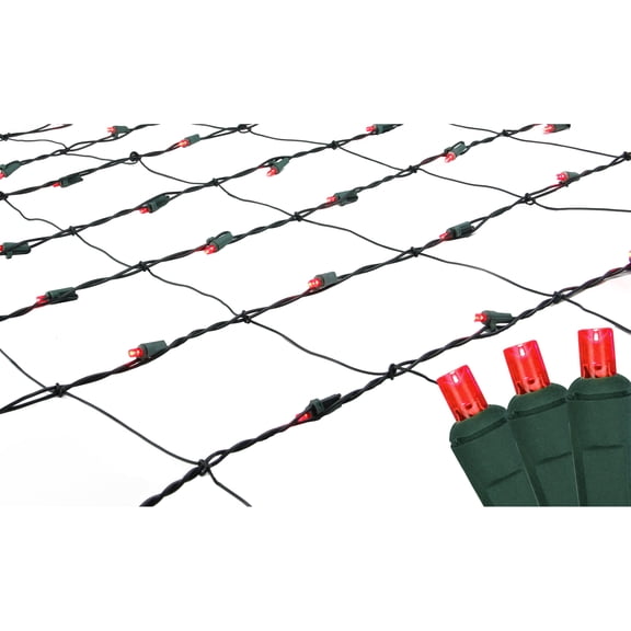 Northlight Net Style LED Tree Trunk Wrap Christmas Lights - 4' x 6' - Red - Green Wire