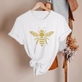 thumbnail image 4 of Alun Happy Bees' Day Womens T Shirts Women Loose Comfortable Summer Classic Crewneck Short Sleeve Tees Soft Lightweight Cute Honeybee Graphic Festival Celebration Tops 1-White S, 4 of 5