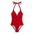 thumbnail image 4 of Swim Suits for Women 2024 One Piece Sexy Mesh Push Up High Waisted Bathing Suit Training Bathing Sport Control Red Swimwear Sizes L, 4 of 7