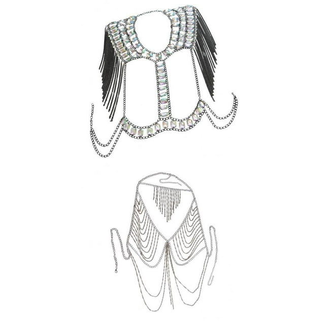 2X 84 Cm / 33.07 Pulgadas Cadena De Cintura Color Pta Aleación Cadena Del Cuerpo Top De Joyería Accesorio Colr Longitud De Zulema Collar de cadena de cuerpo de múltiples capas