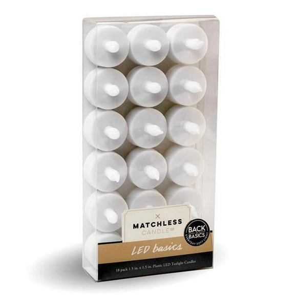 L&L 9045978 1.5 x 1.5 in. Dia. Matchless Darice White Unscented Scent Tealight Flameless Flickering Candle, Pack of 4