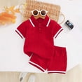 thumbnail image 2 of Ulanda Toddler Baby Boys Clothes Summer Outfits Polo Shirt Shorts Set 2Pcs Boys Clothing Sets 12 Month-5T (Red, 6-9 Months), 2 of 5