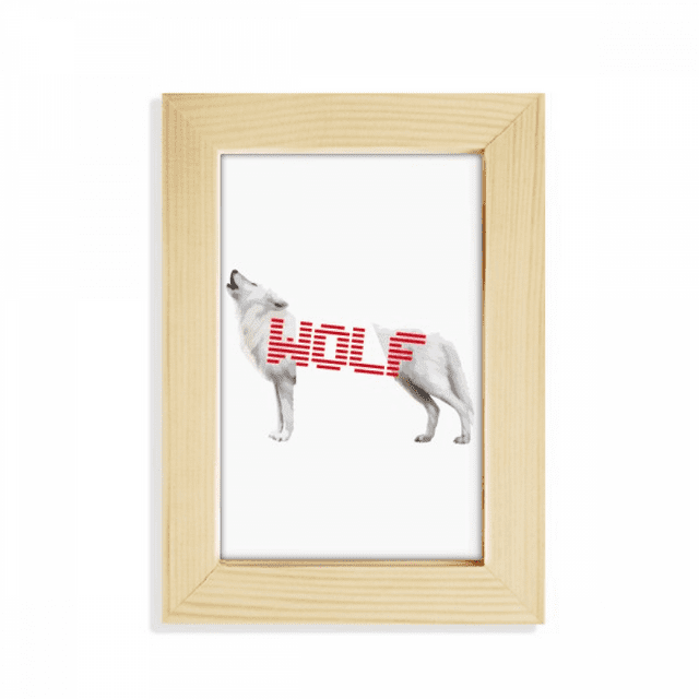 White Wolf Howled Stood Art Deco Fashion Desktop Display Photo Frame Picture Art Painting 5x7 inch
