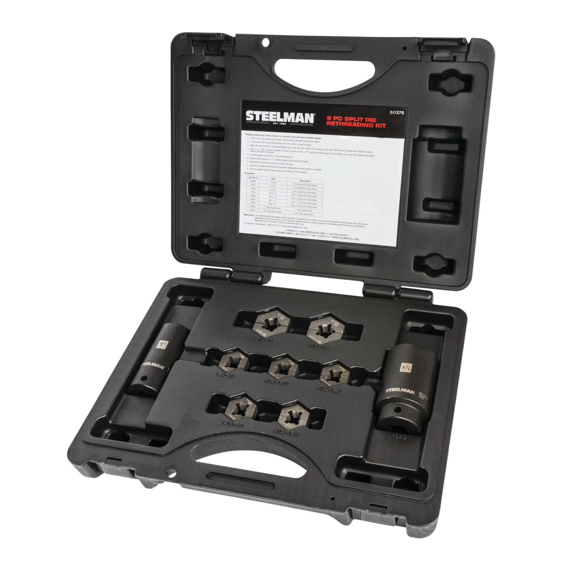 Steelman 60383 Professional M12 x 1.25 M121.25 Metric Split Die Thread