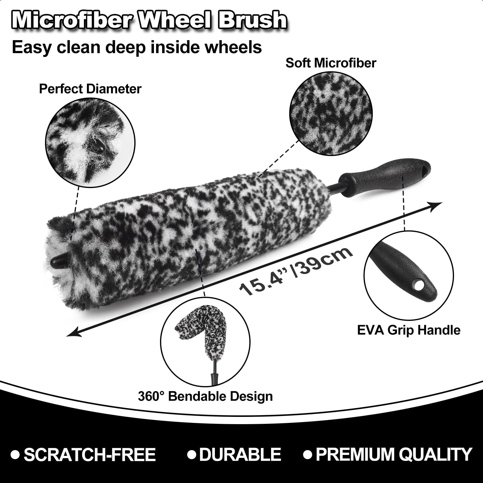 Zeya 9Pcs Car Wheel & Tire Brush Kit, Wheel Cleaner Brush.