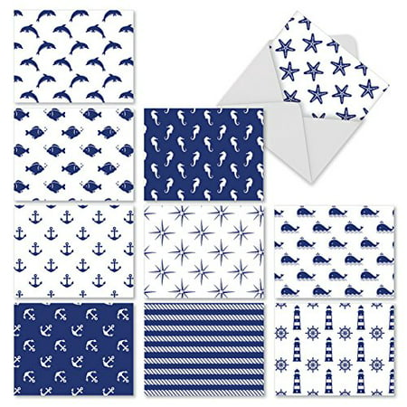 'M3077 OCEANO-GRAPHIX' 10 Assorted All Occasions Cards Feature Sea-themed Graphics with Envelopes by The Best Card (Best Graphics Card Under $50)
