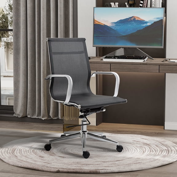 Vinsetto Swivel Office Desk Chair Mesh Adjustable Computer Chair w/ Metal Frame