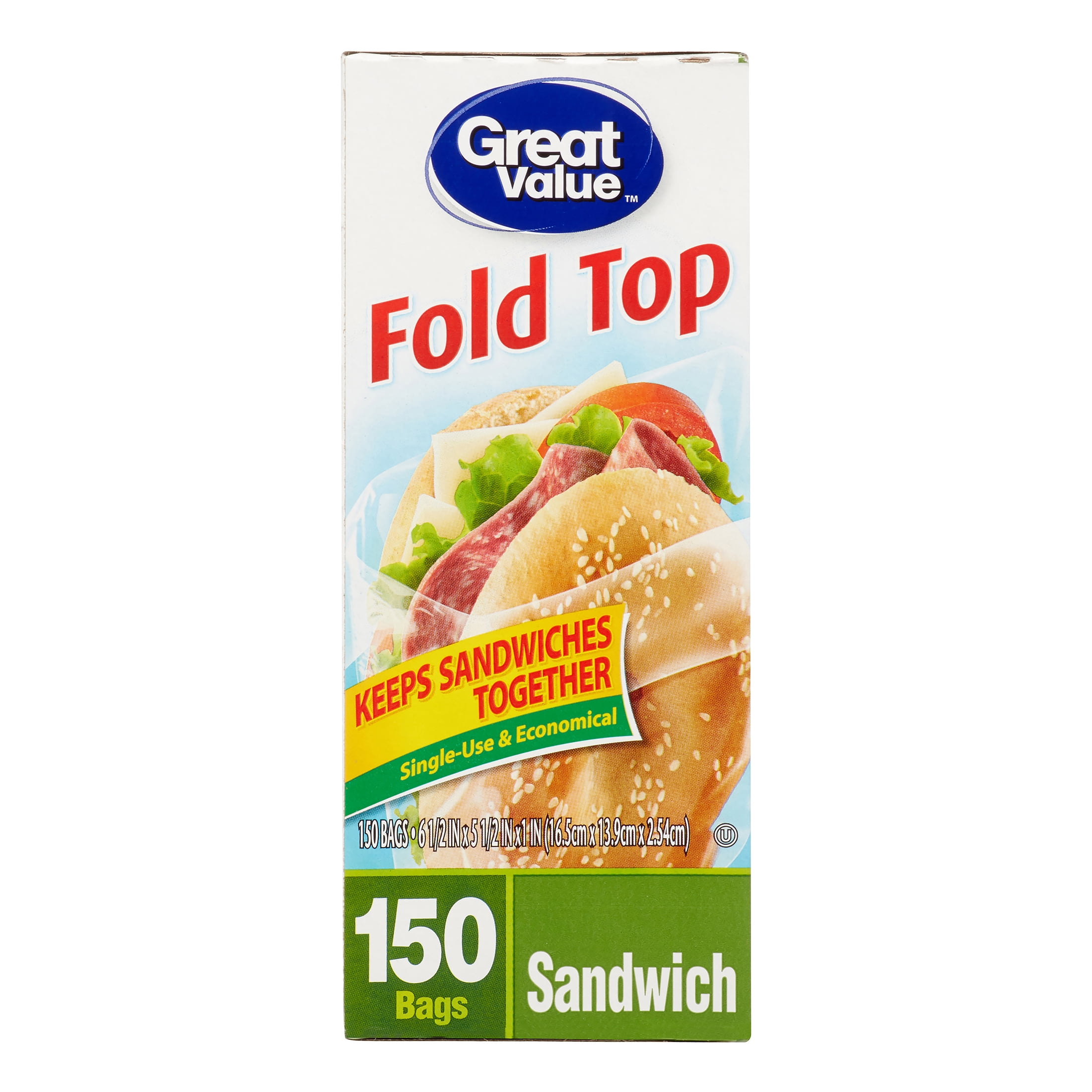 Great Value Fold Top Sandwich Bags 150 Count