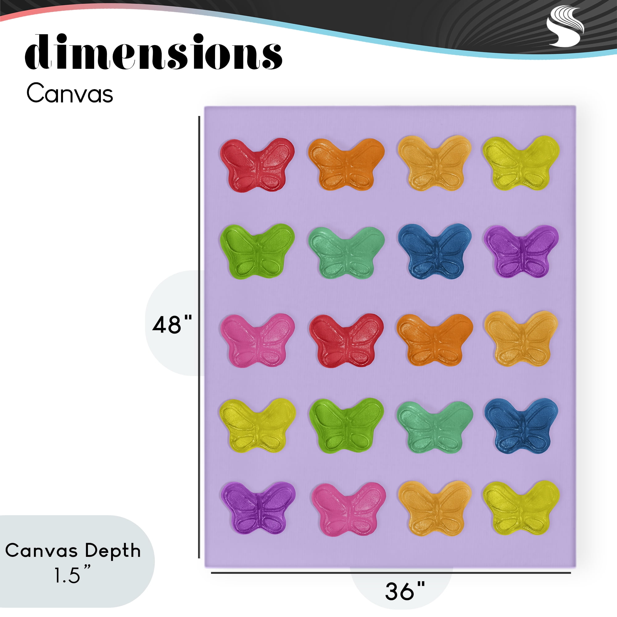 Stupell Industries Colorful Butterflies on Lilac Canvas Wall Art, design by LISH Creative