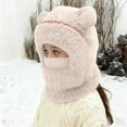 thumbnail image 2 of UngA Girls' 3-in-1 Beanie Hat with Scarf & Mask, Fleece-Lined Winter Ear Muff Beanie for Cold Weather (Beige,3-10 Years), 2 of 7
