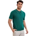 thumbnail image 2 of DARING DIVA Men's Formal Short Sleeved Zipper Slim Fit Classic Polo Shirts S Green, 2 of 5