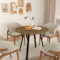 thumbnail image 6 of 35.43" Round Dining Table,Retro and Elegant Dining Table,with Black Metal Frame Structure,Suitable for Dining Rooms,Kitchens,for 2-4 People.Brown, 6 of 8