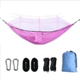 thumbnail image 2 of COM1950s Camping Hammock with Mosquito Net, Portable Double/Single Travel Hammock Insect Netting 210T Nylon Hammock Swing for Backyard Garden Camping Backpacking Survival Travel (Pink), 2 of 8