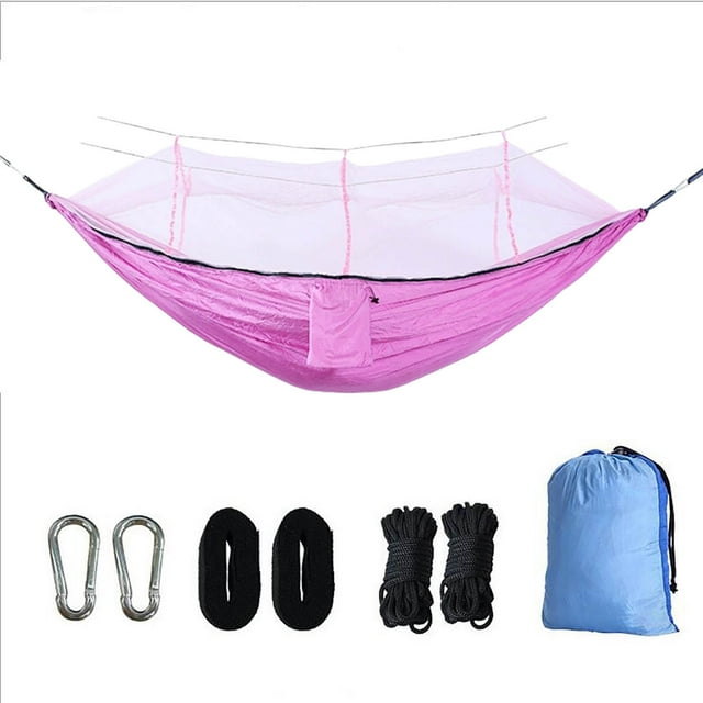 Fiudx Hamaca Doble de Tela de Paracaídas, Equipo de Camping Antimosquitos, Tela Ligera y Transpirable, Esencial para Aventuras Al Aire Libre, Ideal para Mochileros y Entusiastas de Los Viajes, con Mú