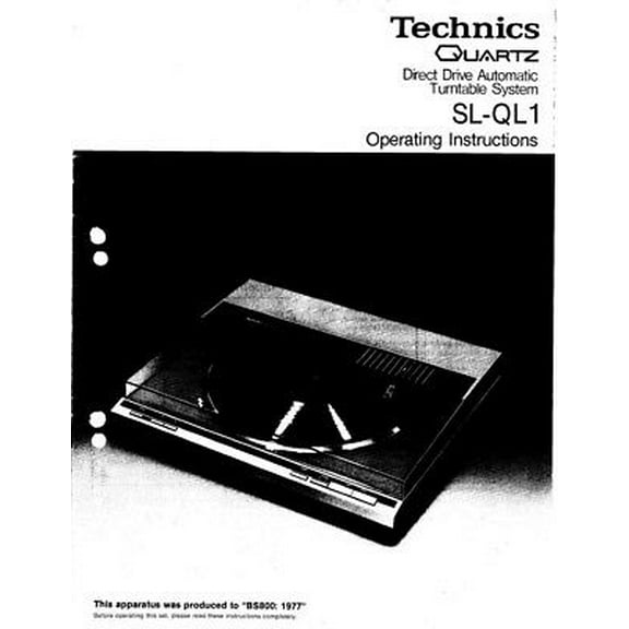 Instruction Manual ONLY for Technics SL-QL1 Turntable Owners Instruction Manual REPRINT
