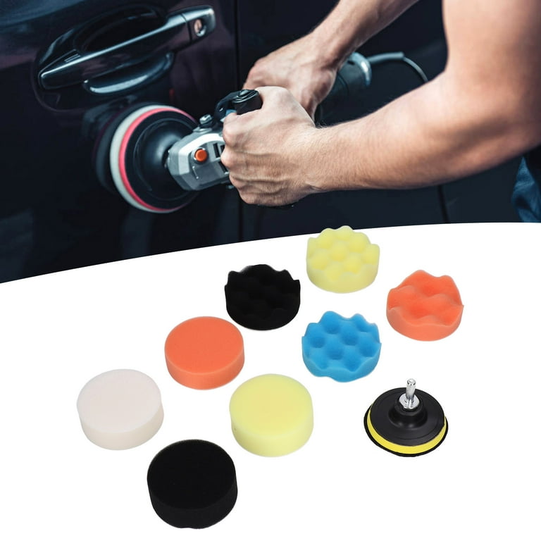 3M Polishing Pads Kit for Cars - Foam Drill Buffing Pad for Cleaning,  Waxing, Sealing Glaze with ABS Sponge, 3in Size, Includes 8 Sponge Pads,  Wool