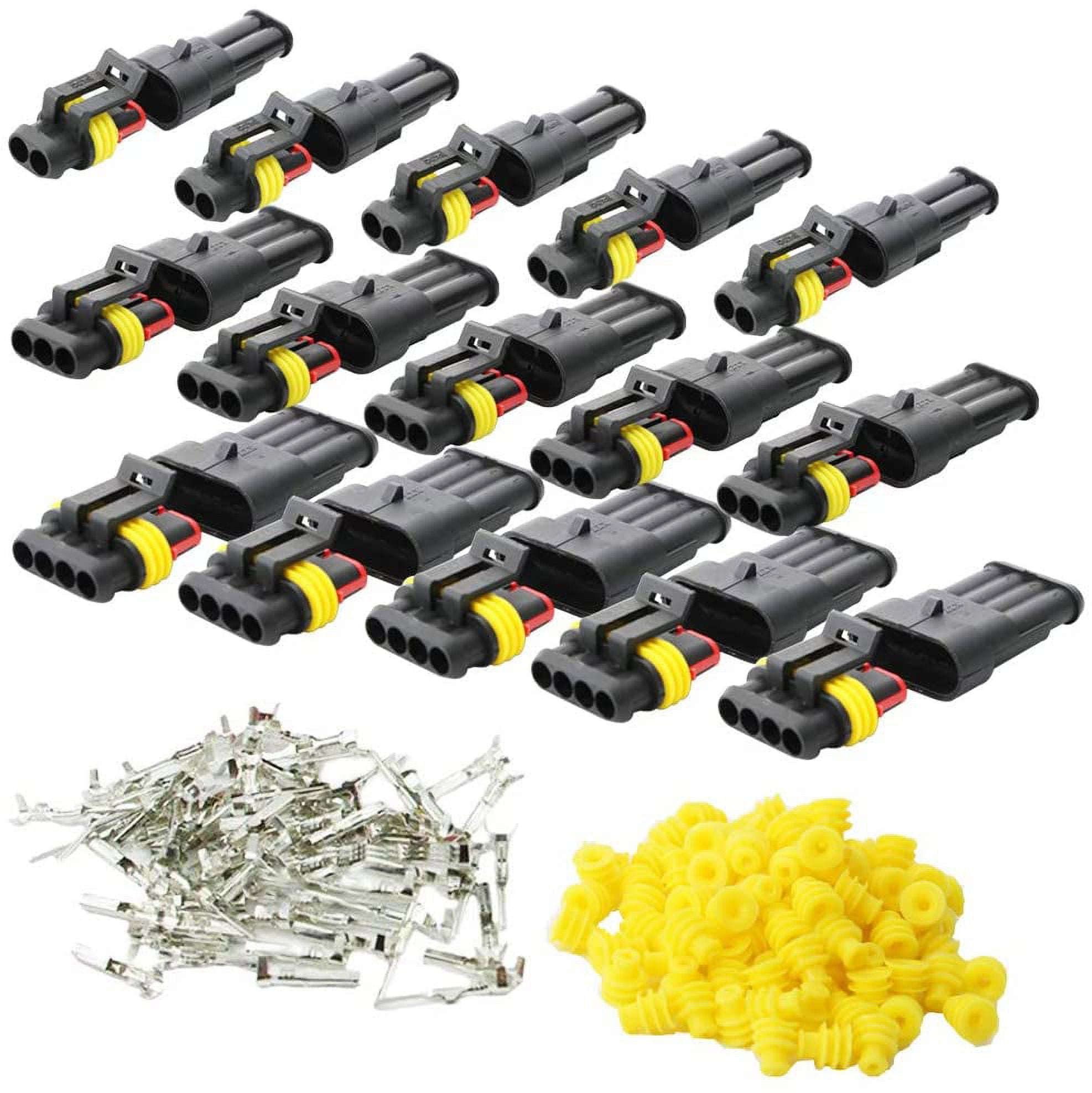 Connecteurs Électriques Étanches 2/3/4 Broches - Pour Moto Auto Marine - Lot 15 Pièces