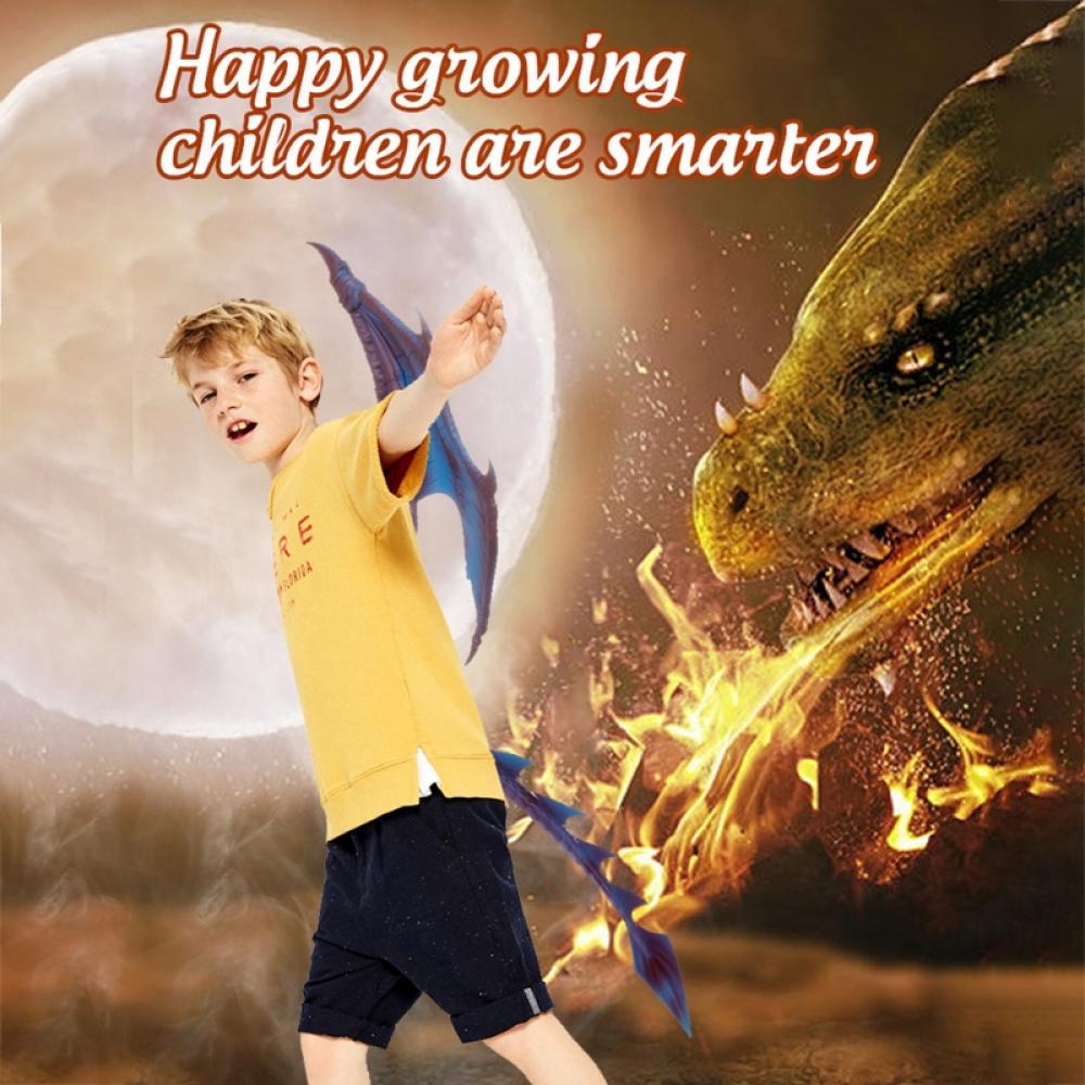 3D Dragon Cosplay Costume, Kids Fantasy Halloween Dinosaurio Dragon Costume Child Animal Mask Wing Tail Accessory for Halloween Party