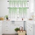 thumbnail image 3 of Sage Green Polka Dot Kitchen Curtains Valances and Tiers Set of 3 Watercolor Teal Blue Abstract Leaf Tier Curtains and Valance with Rod Pocket for Small Windows, 27.5"x24", 3 of 9