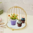 thumbnail image 6 of PpgejGEK Wrought Iron Single Tier Gold Birdcage Dessert Stand, Cake Tray Snack Rack for Kitchen Tableware or Bathroom Cosmetics Display, 24x20cm/9.45x7.87 Inches, 6 of 6