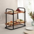 thumbnail image 2 of Gibson Home Gracious Dining 2-Tier Wooden Serving Tray with Metal Frame – Acacia Wood, 2 of 14