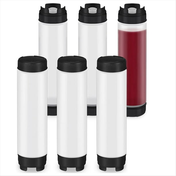 6 Exprimibles para Condimentos de 16 Onzas, Botella Exprimible de Plástico Invertida para Salsas, Dispensador de Válvula Grande con Punta Recargable