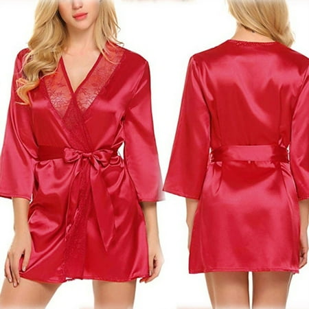 

lystmrge Nightwear Women Pajama Tops for Women Womens plus Nightgowns 3x Fashion Women s Autumn Casual Solid Nine-Minute Sleeve Lace Splicing Sleepwear