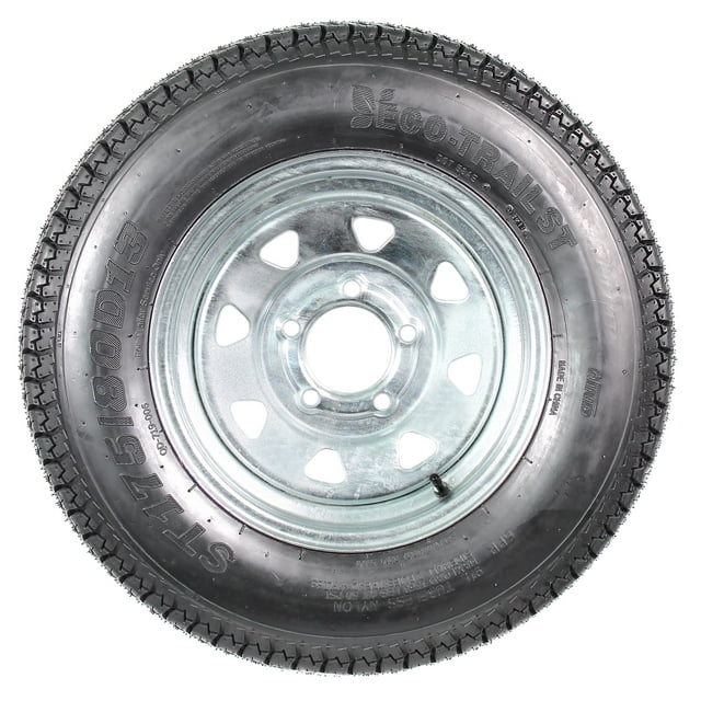 eCustomrim Trailer Tire On Rim ST175/80D13 Load Range C 5 Lug Galvanized Spoke Wheel - 2 Year Warranty w/Free Roadside