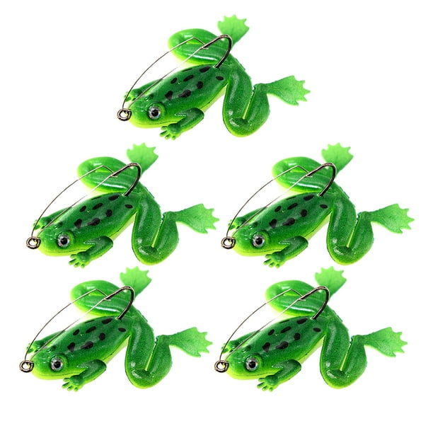 Señuelos de pesca de rana 5pcs 3D Frog 6cm 5g Verde Sunnimix