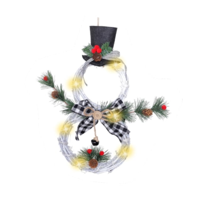 Corona navideña con luces, corona artificial, adorno navideño colgante para el hogar con piñas para el día de San Valentín