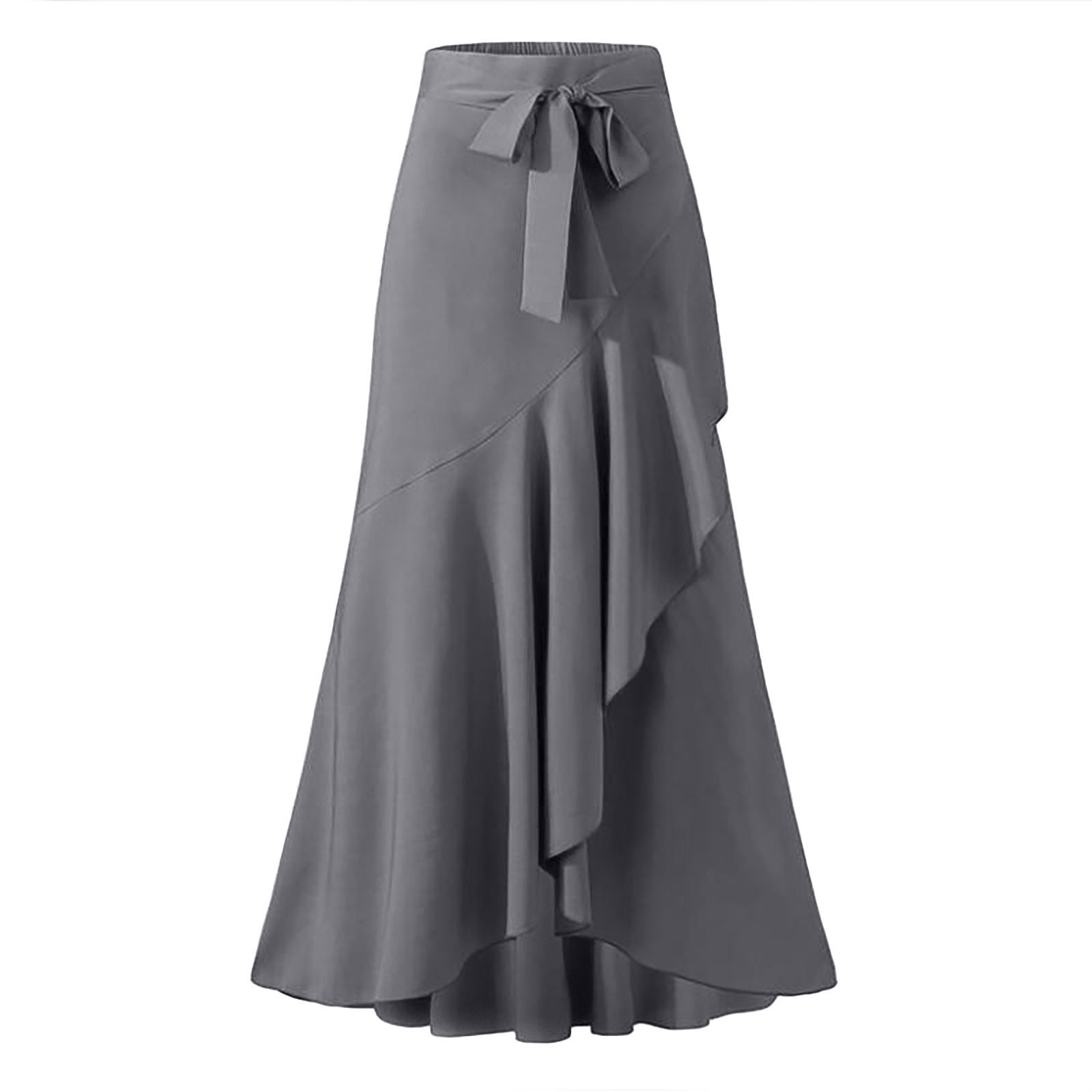 Mrat Wrap Skirts Women's Casual Hakama Irregular Leaf Bow