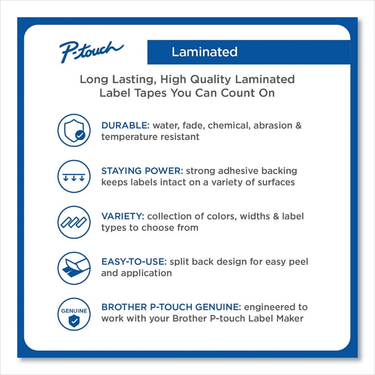 TZe Laminated Removable Label Tapes, 0.35