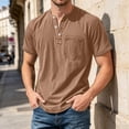 thumbnail image 2 of JAJAHO Mens Henley T Shirt Casual Pocket Tee Summer Short Sleeve Solid Color Loose Fit Tshirts Soft Tops, 2 of 4