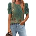thumbnail image 1 of Blusa estilo túnica Zeagoo para mujer, casual, bohemio, con mangas abullonadas, 1 of 5