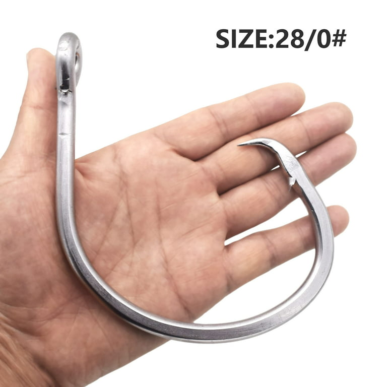 Giant Fishing Hook 6/0-28/0 Forged in-line Circle Hooks Shark & Swordfish  &Tuna Hook Stainless Steel Big Game Hook Saltwater (Size 20/0-Pack of 4)