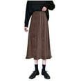 thumbnail image 2 of Womens Maxi Skirt Casual Flowy Elastic High Waist Long Skirts with Pockets Coffee M, 2 of 4